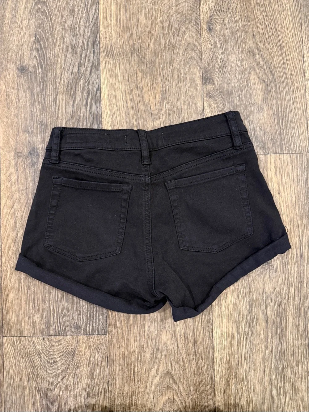 Bullhead Black High-Rise Rolled Cuff Denim Shorts
